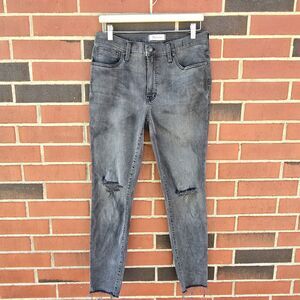 Madewell 9" Mid Rise Skinny Women's 30 Black Distressed Denim Skinny Jeans